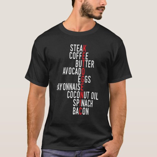 T-shirt Keto Citer Faible Carbe Kétogène Aliments Kétose (Devant)