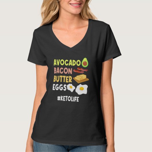 T-shirt Keto Life Avocado Bacon Bacon oeuf Ketosis Ketogen (Devant)