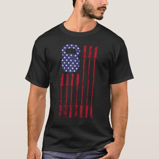 T-shirt Kettlebell Gym Working American Flag Usa 4th Of J (Devant)