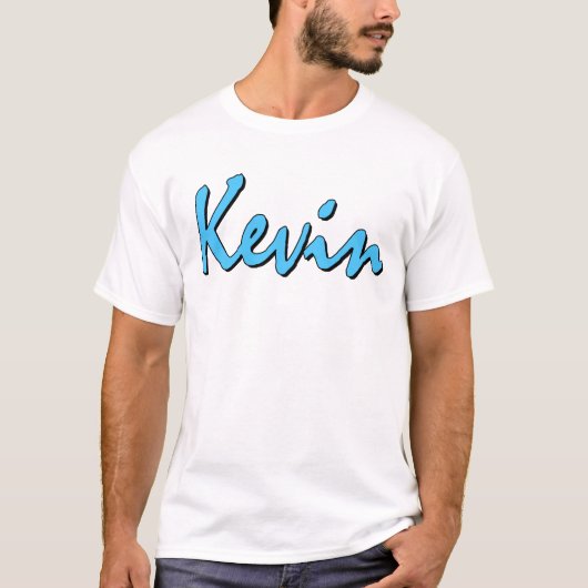 T-shirt Kevin (bleu sur blanc) (Devant)