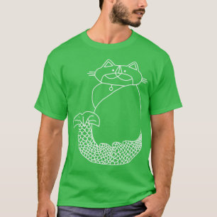 T-shirt Kevin MerCat Dessin de la ligne blanche de la sirè