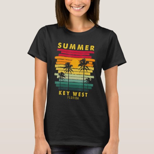T-shirt Key été West Florida Beach Sunset Retro 1 (Devant)