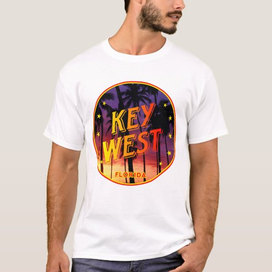 T-shirt Key West, coucher de soleil de Floride et palmiers (Devant)