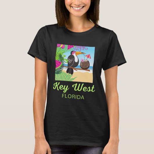 T-shirt Key West Florida Beach Vacation Toucan Trip Matchi (Devant)