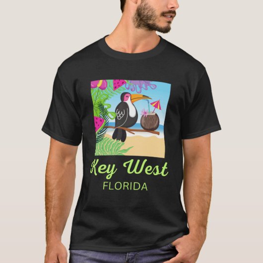 T-shirt Key West Florida Beach Vacation Toucan Trip Matchi (Devant)