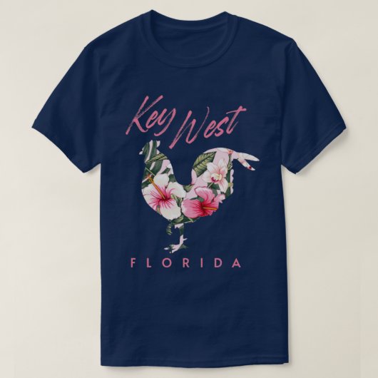 T-shirt Key West Florida Fleur de poulet Hibiscus Sou (Design devant)