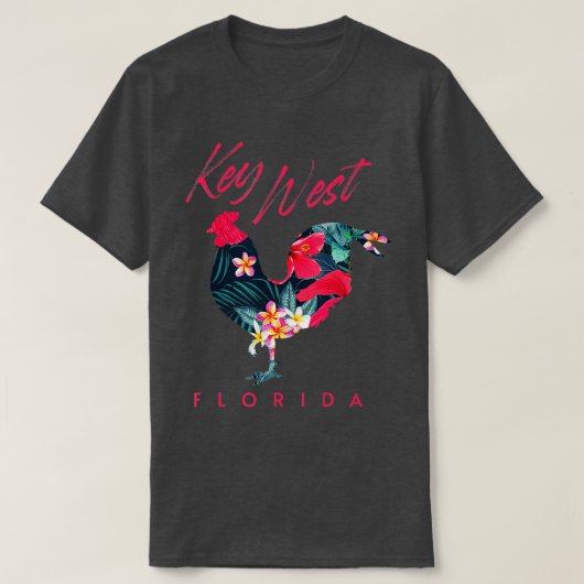 T-shirt Key West Florida Fleur de poulet Hibiscus Sou (Design devant)