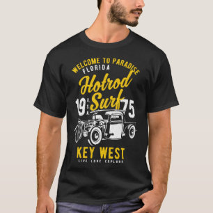 T-shirt Key West Florida Retro Hotrod Surf détendu 3