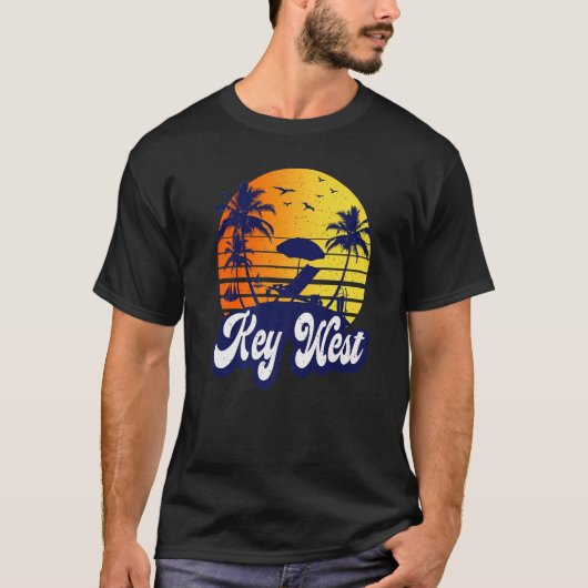 T-shirt Key West Florida Sunset Beach Retro Premium (Devant)