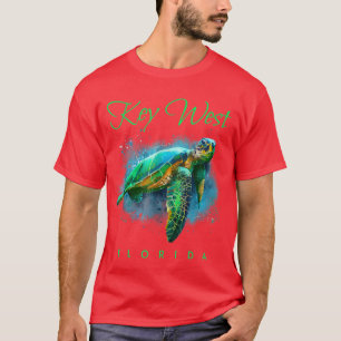 T-shirt Key West Florida Watercolor Tortue de mer