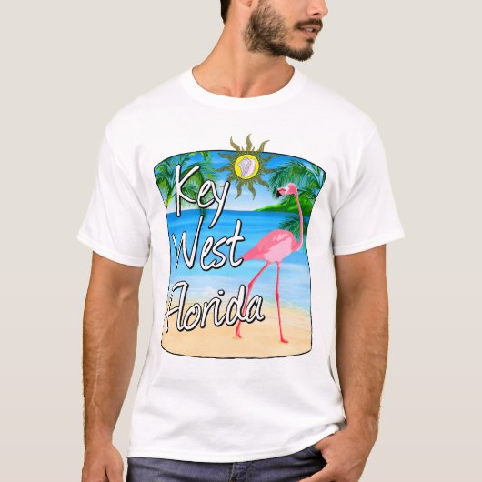T-shirt Key West Pink Flamant rose Florida Keys (Devant)