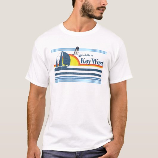 T-shirt Key West - Plage Retro Les années 70 80S Island Ba (Devant)