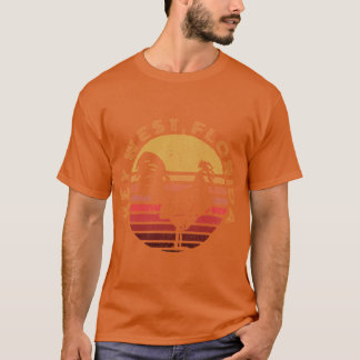 T-shirt Key West poulet coq coucher de soleil en détresse