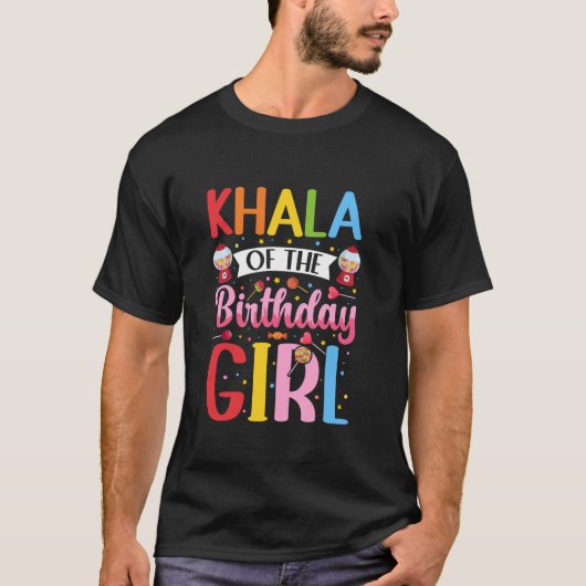 T-shirt Khala De L'Anniversaire Fille Tante Fête De Bonbon (Devant)