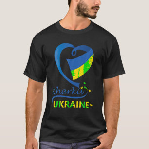 T-shirt Kharkiv Ukraine Drapeau national Coeur Emblème Cre