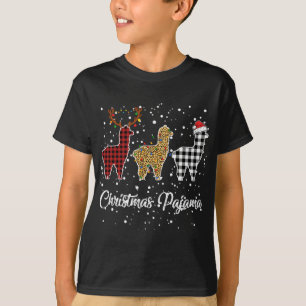 T-shirt Ki Cute Llama Christmas Pyjama Leopard Plaid Print