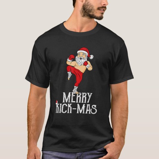 T-shirt Kickboxing de Noël Père Noël Merry Kick-Mas Me (Devant)
