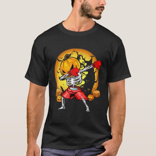 T-shirt Kickboxing Skeleton Dabbing Halloween femmes citro (Devant)