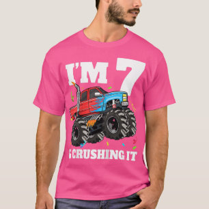 T-shirt Kid Monster Truck 7th Birthday Boy 7 Seven Year O