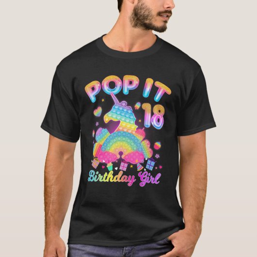 T-shirt Kid Pop It 18E Anniversaire Fille 18 Anniversaire (Devant)