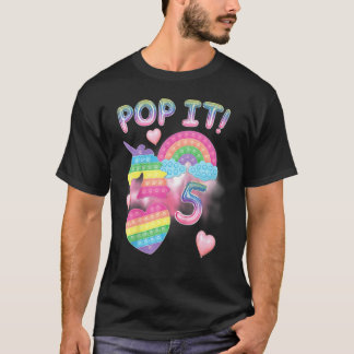 T-shirt Kid Pop It 5th Birthday Girls 5 Years Old Unicorn