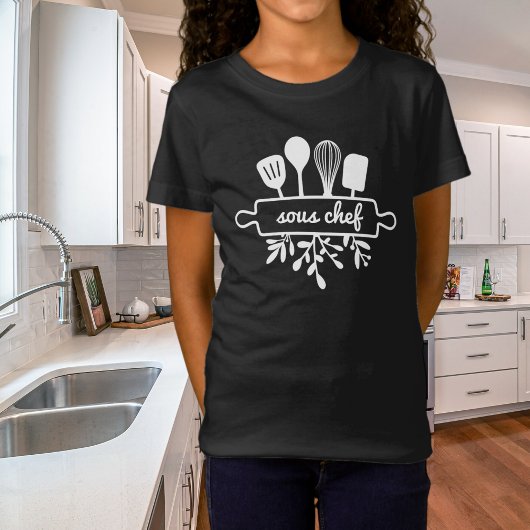 T-Shirt Kid Sous Chef Cuisine Ustensile et verdure