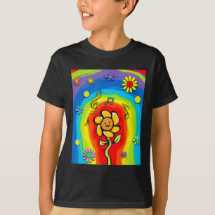 T-shirt Kidcore esthétique Rainbow Dancing Flower 80s 90s