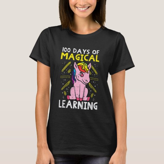 T-shirt Kids 100 Days Magical Learning Unicorn 100th Day S (Devant)