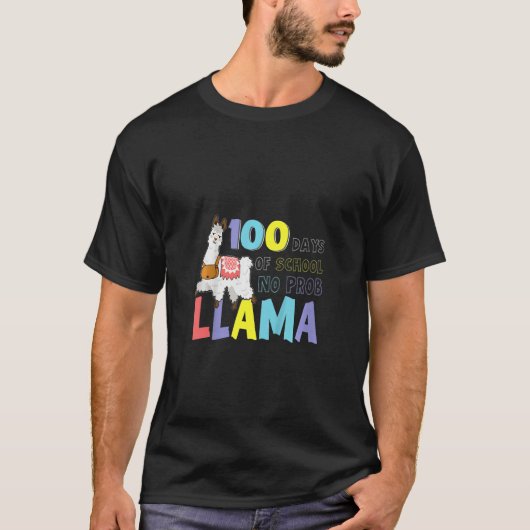 T-shirt Kids 100 Days of School no Prob Llama - no problla (Devant)