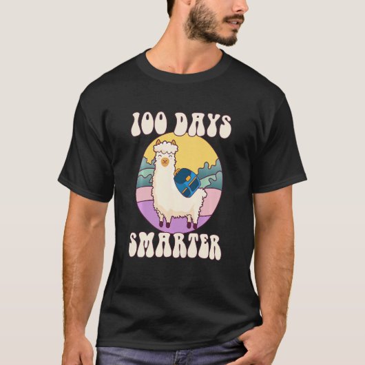 T-shirt Kids 100 days smarter, Cute llama Happy 100th Day  (Devant)