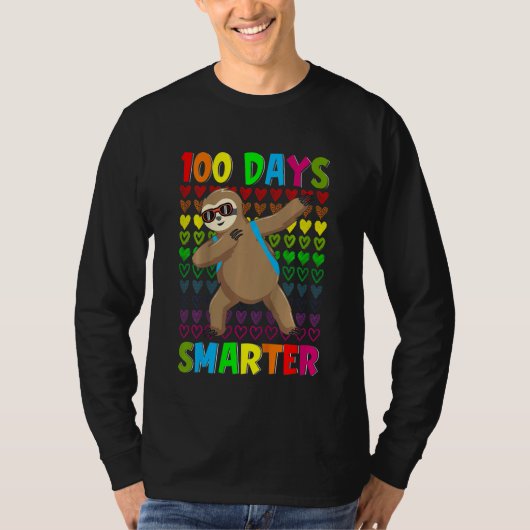 T-shirt Kids 100 Days Smarter Hearts Dabbing Sloth 100th D (Devant)