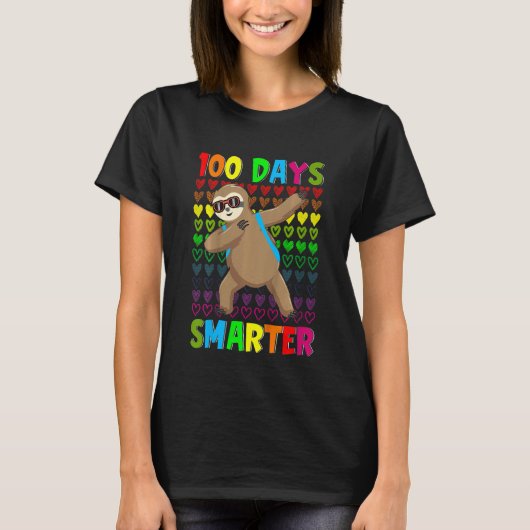 T-shirt Kids 100 Days Smarter Hearts Dabbing Sloth 100th D (Devant)
