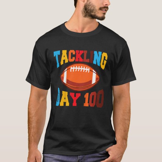 T-shirt Kids 100th Day Of School Football Tackling Day 100 (Devant)