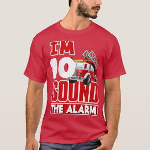 T-shirt Kids 10e Birthday Boys 10 Years Fire Truck Firefi