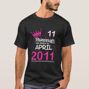 T-shirt Kids 11th Birthday Tee Pink Princesses Are Born In