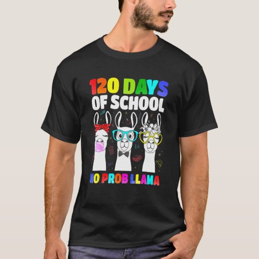 T-shirt Kids 120 Days Of School No Prob Llama Llama Teache (Devant)