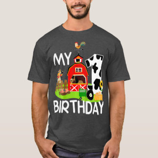 T-shirt Kids 1st Birthday Farm Tractor Pig Horse Cow