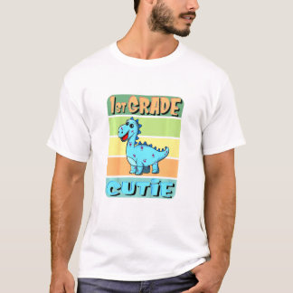 T-shirt Kids 1st Grade Dinosaur Cutie Ready First Back To