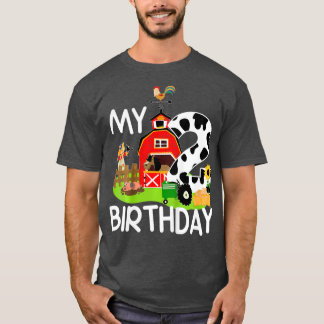 T-shirt Kids 2nd Birthday Farm Tractor Pig Horse Cow
