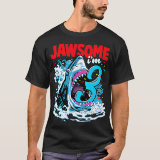 T-shirt Kids 3 Birthday Shark 3 Jawsome Three Year Old