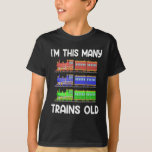 T-shirt Kids 3 Years Birthday I'm This Many Trains Old<br><div class="desc">I'm This Many Trains Old - Kids Toddler 3 Birthday. Kids 3 ans Birthday I'm This Many Trains Old. I'M THIS MANY TRAINS OLD, Funny Kids Toddler Train 3 Birthday, Kids Toddler 3 Birthday who would love to be a train driver, Cute Train 3 years old birthday, cute Train 3...</div>