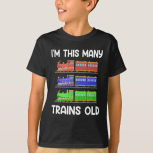 T-shirt Kids 3 Years Birthday I'm This Many Trains Old
