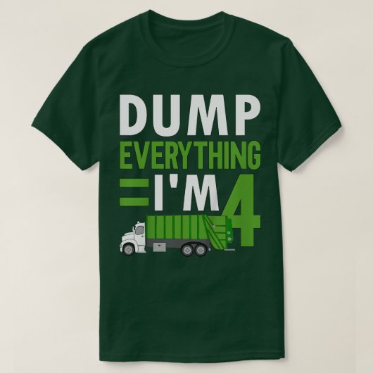T-shirt Kids 4 Years Old Boy Garbage Trucks Old 4th Birthd (Design devant)