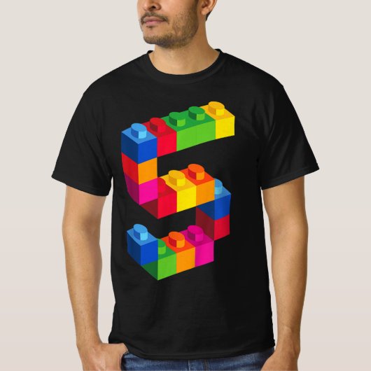 T-shirt Kids 5 Year Old Building Blocks Birthday  Bricks 5 (Devant)