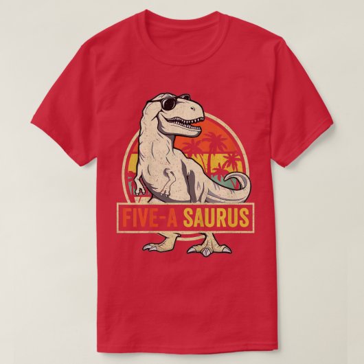 T-shirt Kids 5 Year Old Dinosaur Birthday 5th T Rex Dino F (Design devant)