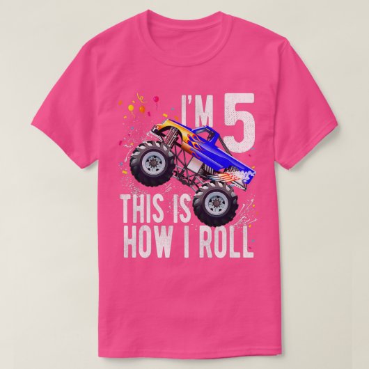 T-shirt Kids 5 Year Old Shirt 5th Birthday Boy Monster Tru (Design devant)