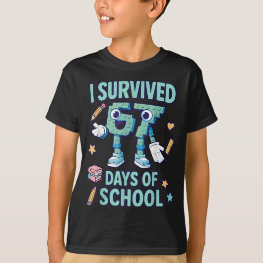 T-shirt Kids 6-7 Meme I Survived 67 Days Of School  (Devant)