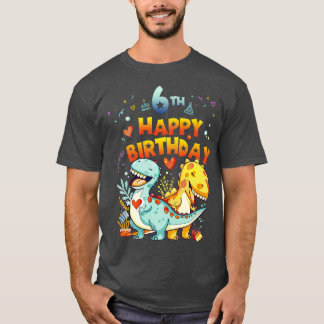 T-shirt Kids 6th Birthday Happy 6 years old Dino Dinosaurs