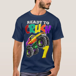 T-shirt Kids 7th Birthday Boys Monster Truck 7 Year Old Ra