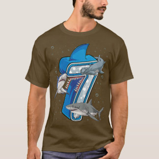 T-shirt Kids 7th Birthday Boys Shark 7 years Old Ocean Sha
